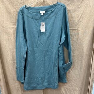 J.Jill Teal Long Sleeve Women's Top With Pockets XL Petite NWT